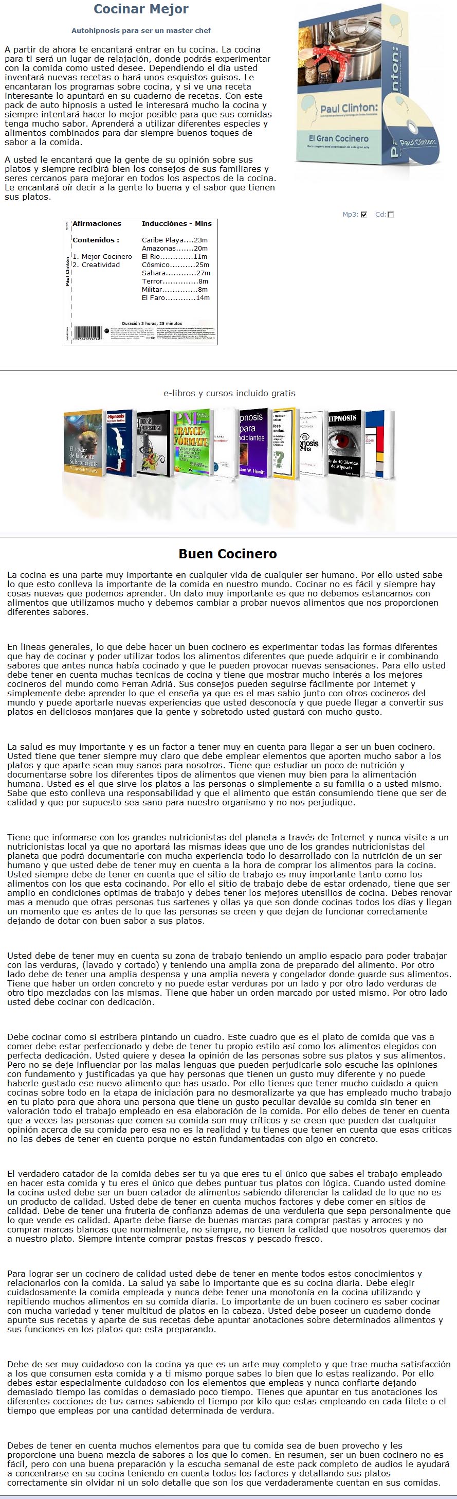 Terapia de Hipnosis: Cocinar Mejor 2 Terapia Hipnosis. Cocinar Mejor Pallaz