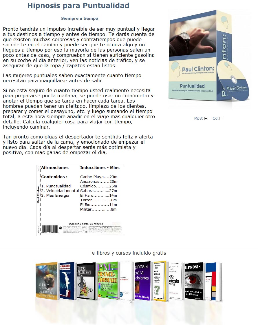 Terapia Hipnosis. Puntualidad Pallaz