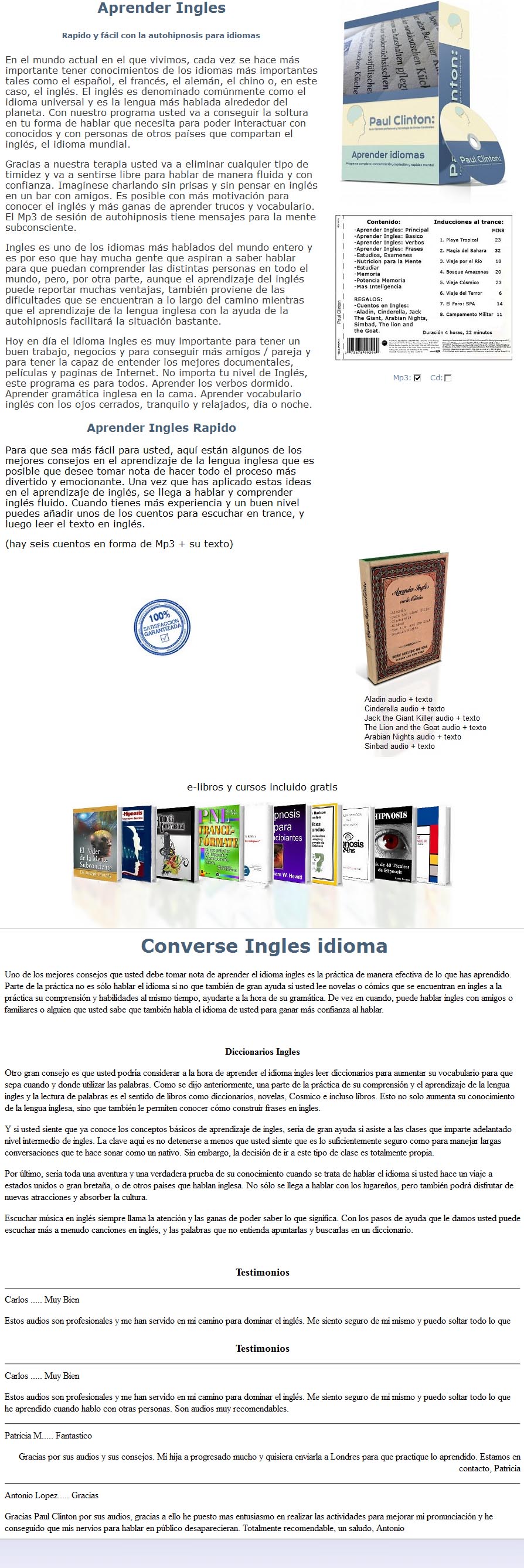 Terapia de Hipnosis. Aprender Inglés Pallaz