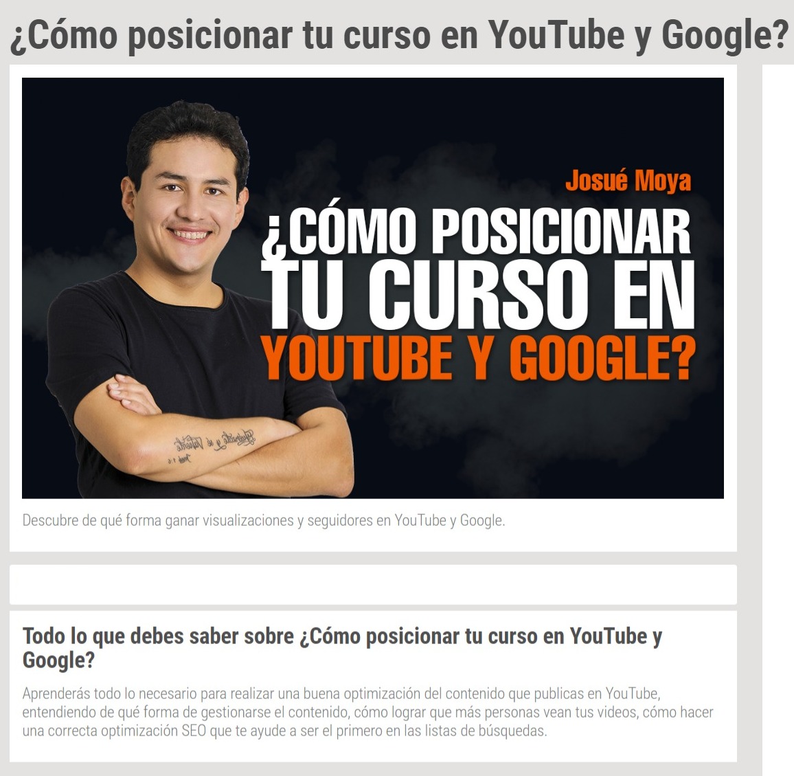 Cómo posicionar tu curso en YouTube y Google