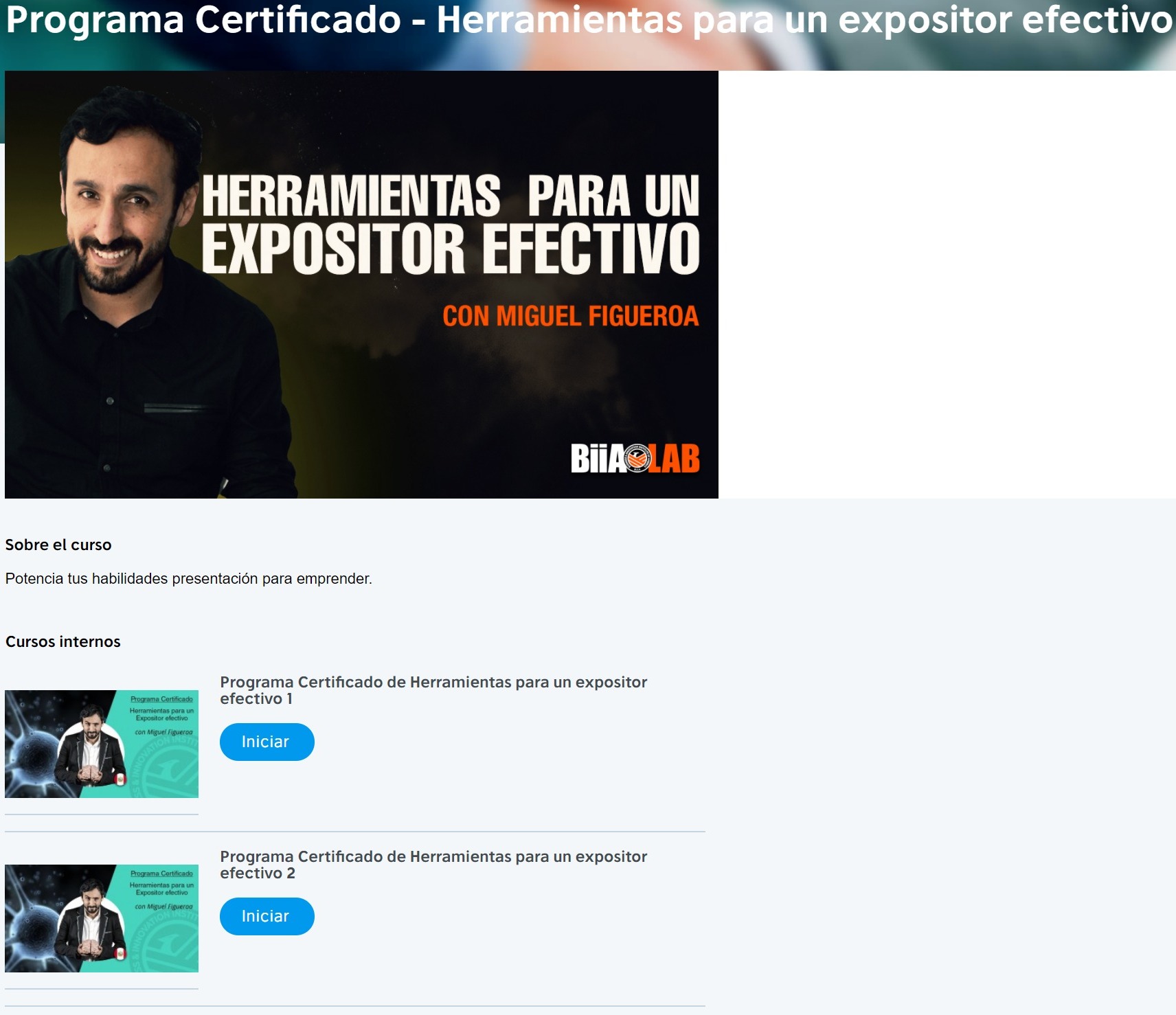 Programa Certificado Herramientas para un expositor efectivo 1