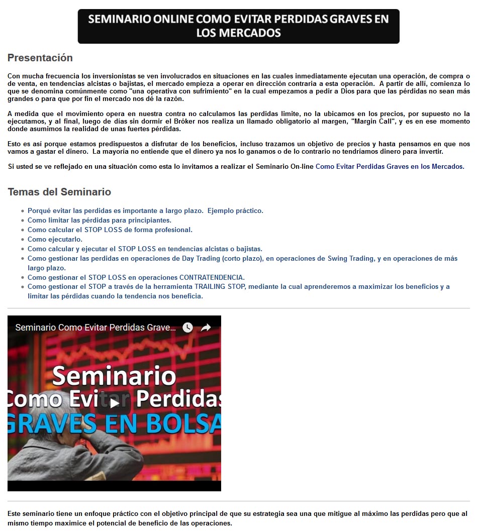 seminario online como evitar perdidas graves