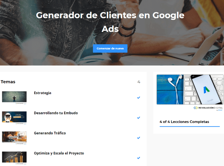 Imagen Contenido Curso Generador de Clientes con Googl Ads