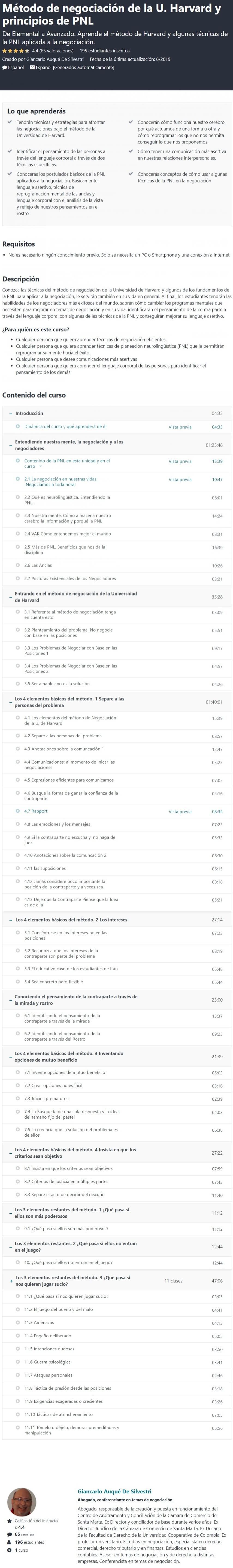 Método de negociación de la U. Harvard y principios de PNL