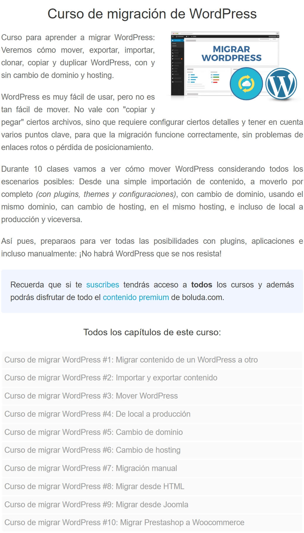 Curso de Migración de WordPress