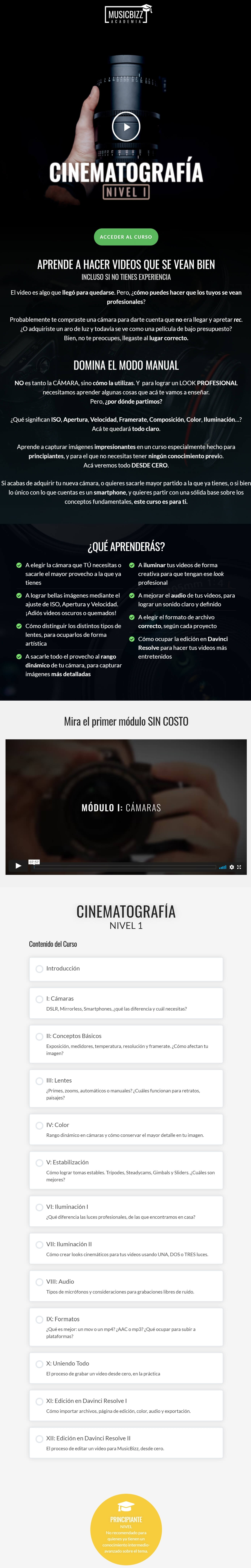 Cinematografia Nivel I
