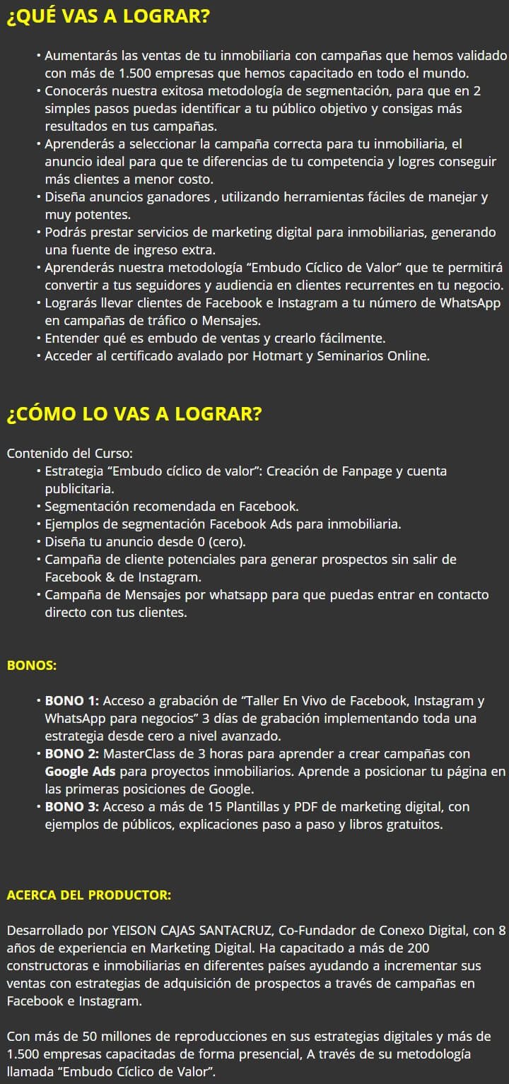 El Negocio Inmobiliario con Facebook Instagram 2
