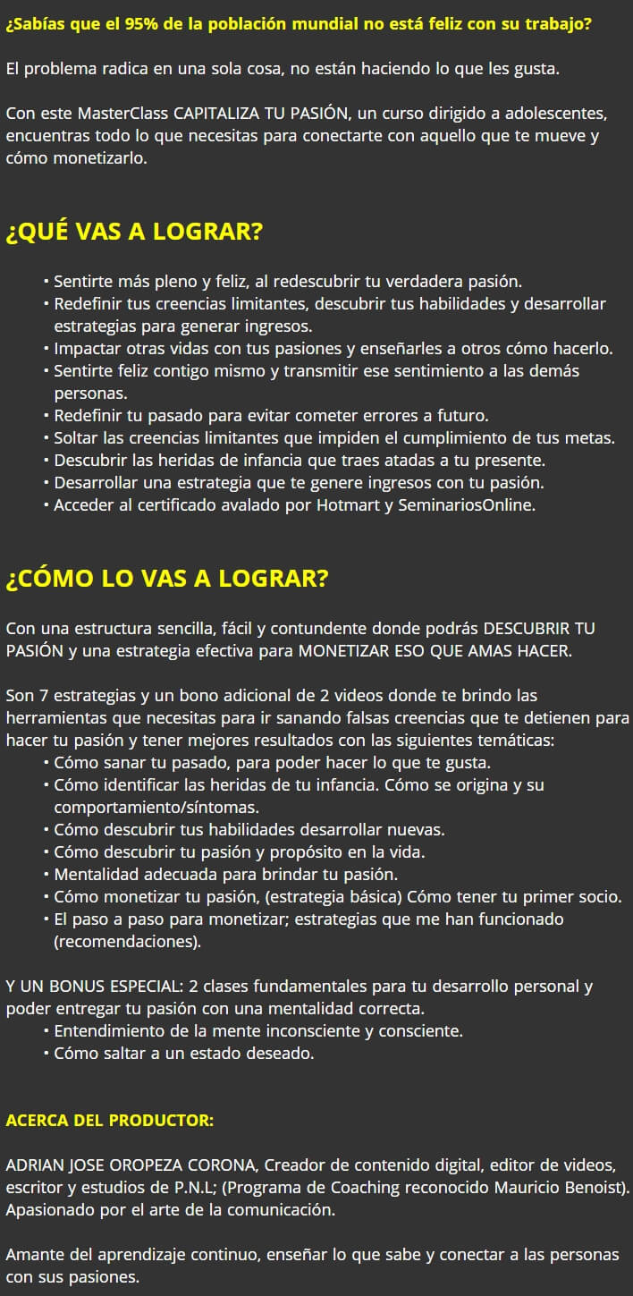 Capitaliza tu Pasion para Adolescentes 2