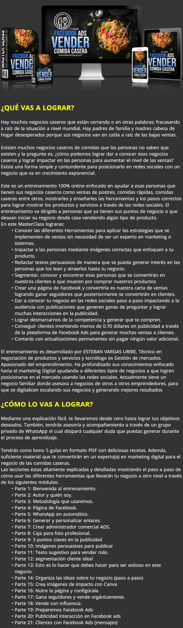 Facebook ADS para Vender Comida Casera