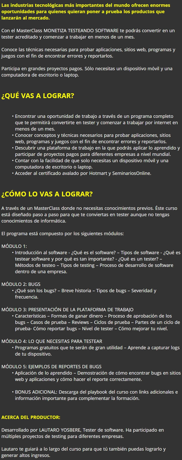 Monetiza Testeando Software 2