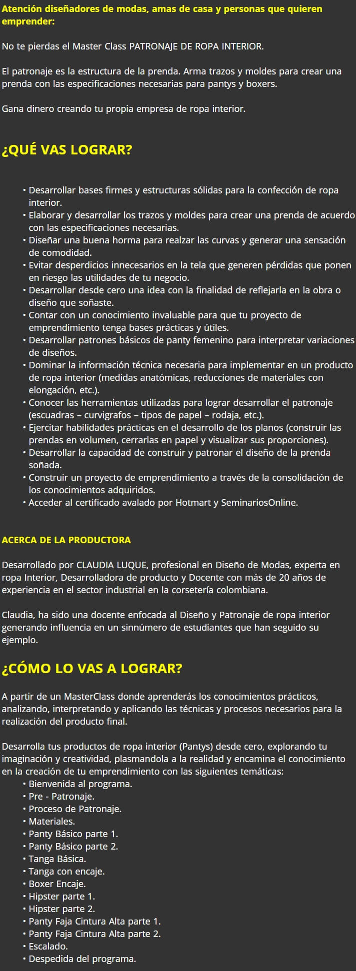 Patronaje de Ropa Interior 2