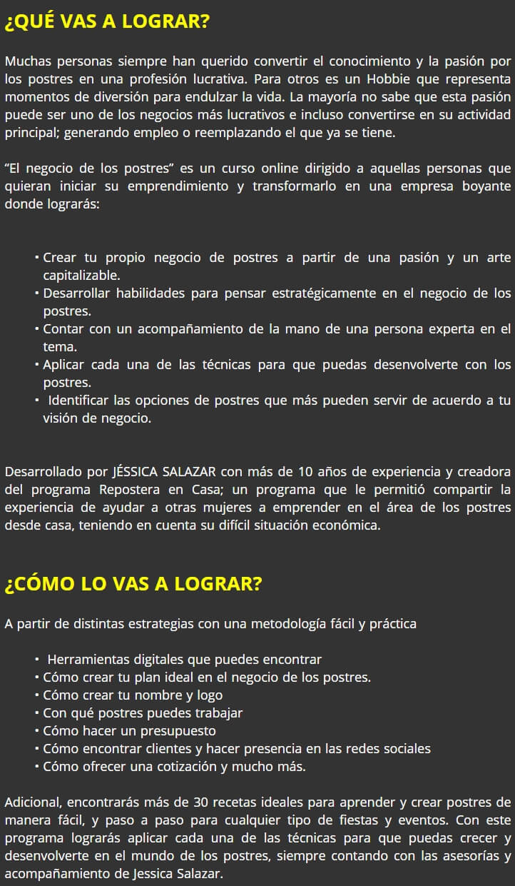 Postres como Negocio 2