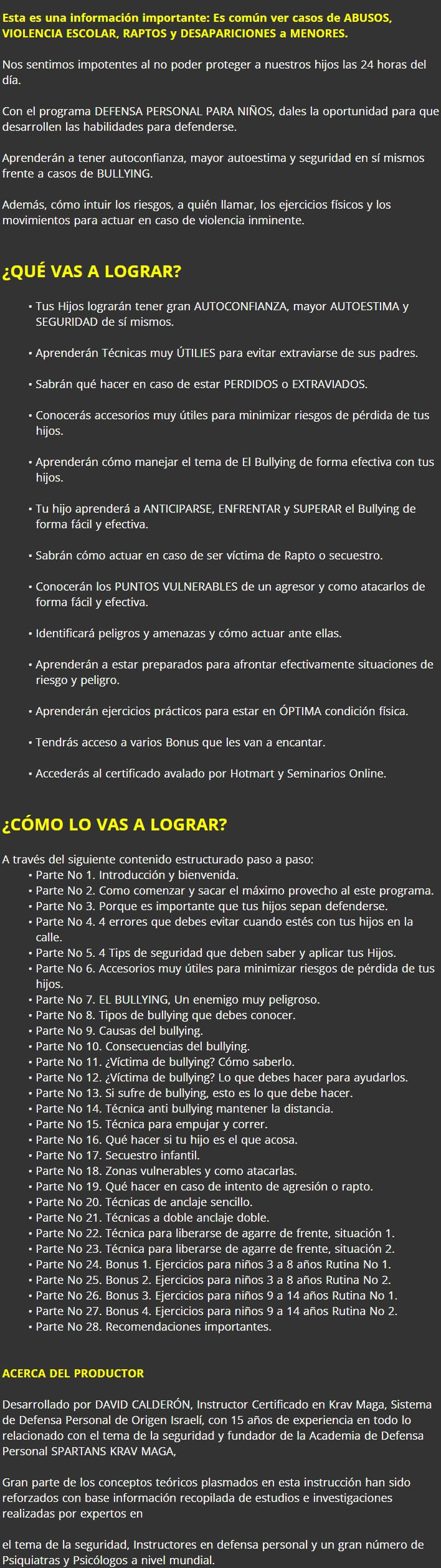 Defensa Personal para Ninos