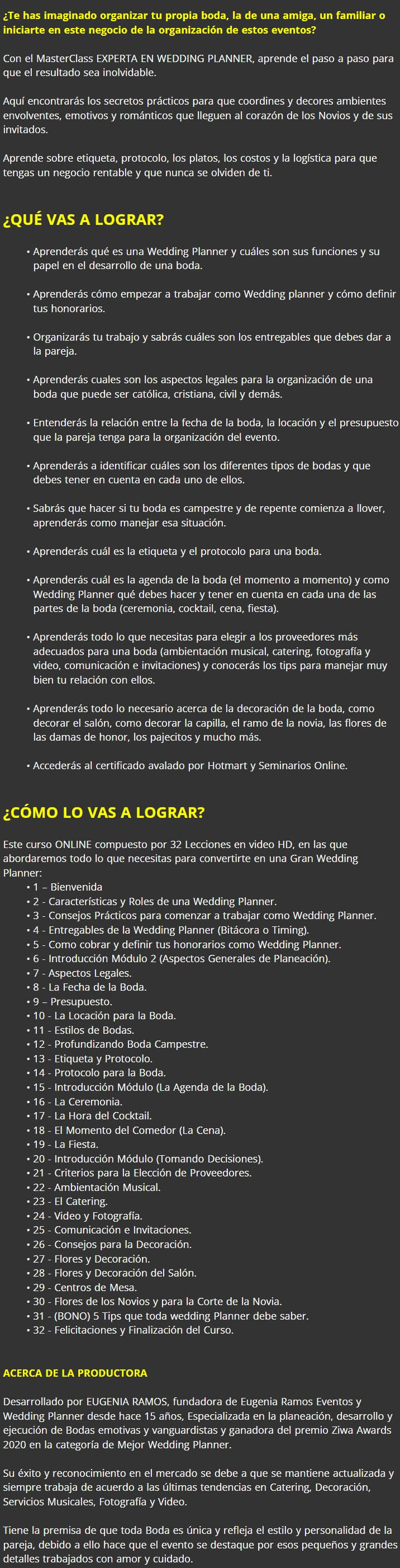 Experta en Wedding Planner