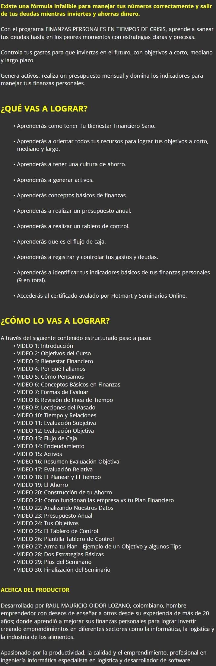 Finanzas Personales en Tiempos de Crisis