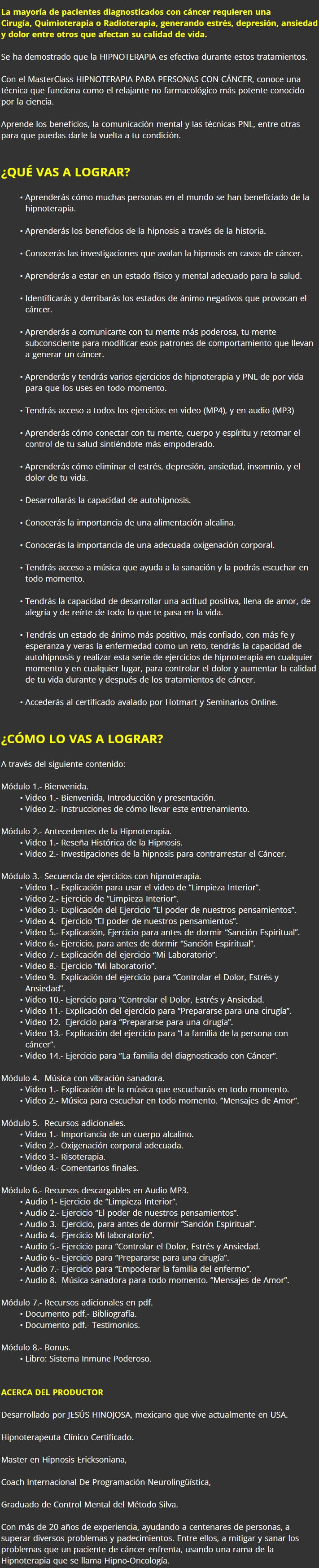 Hipnoterapia para Personas con Cancer