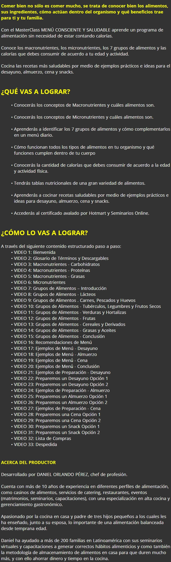 Menu Consciente y Saludable