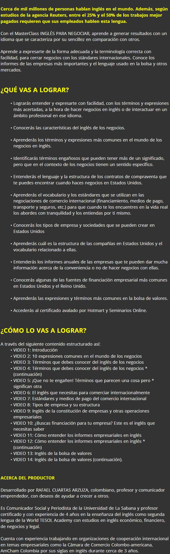Negocia en Ingles