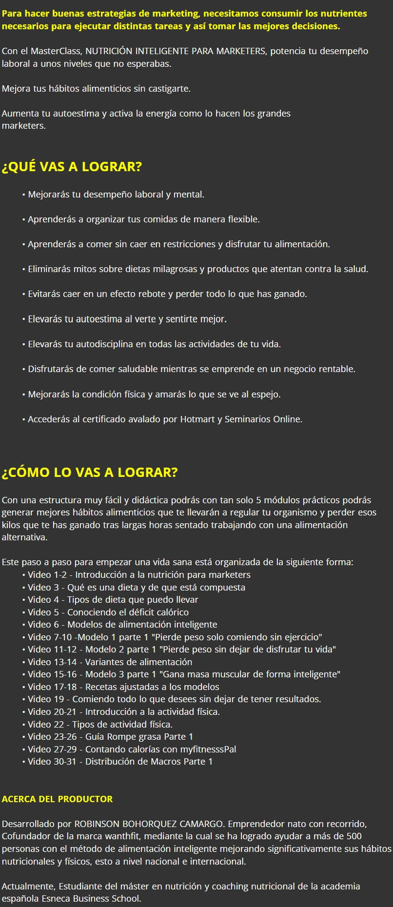 Nutricion Inteligente para Marketers