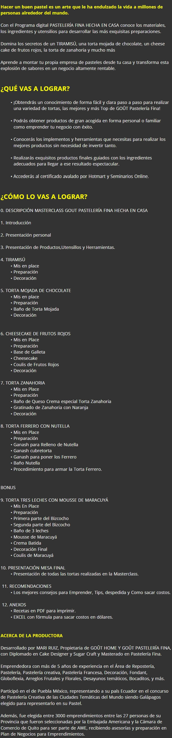 Pasteleria Fina Hecha en Casa