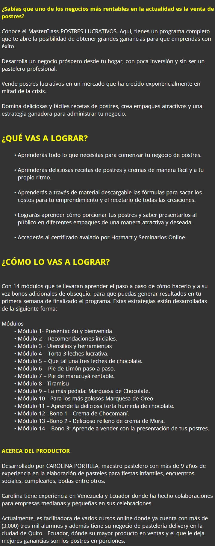 Postres Lucrativos