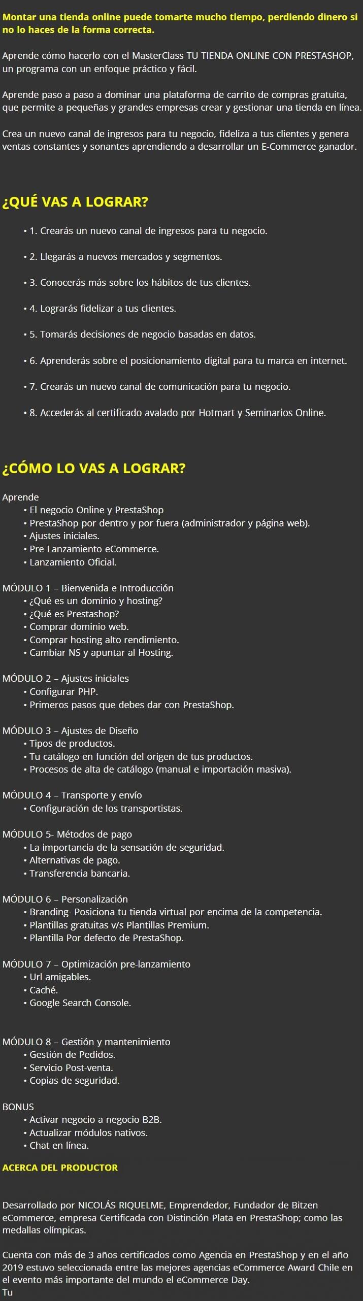 Tu Tienda Online con Prestashop