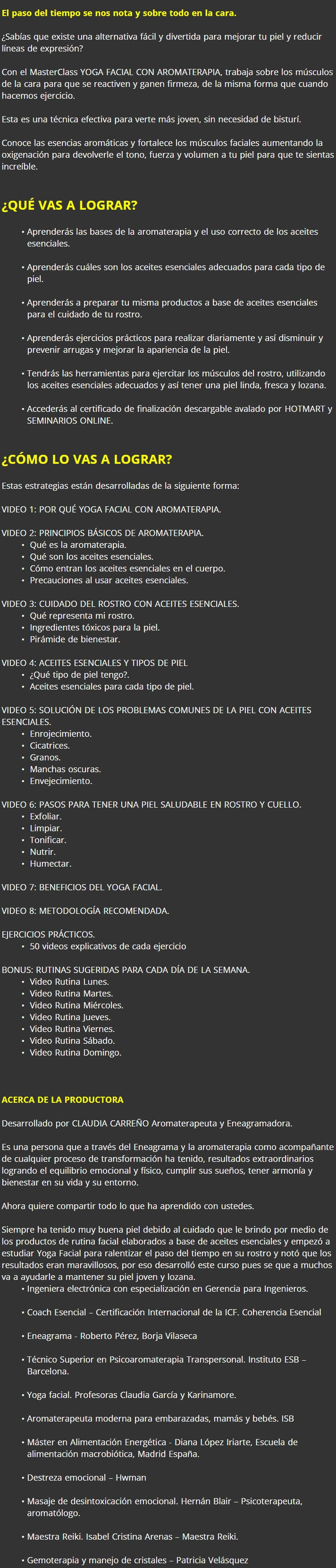 Yoga Facial con Aromaterapia