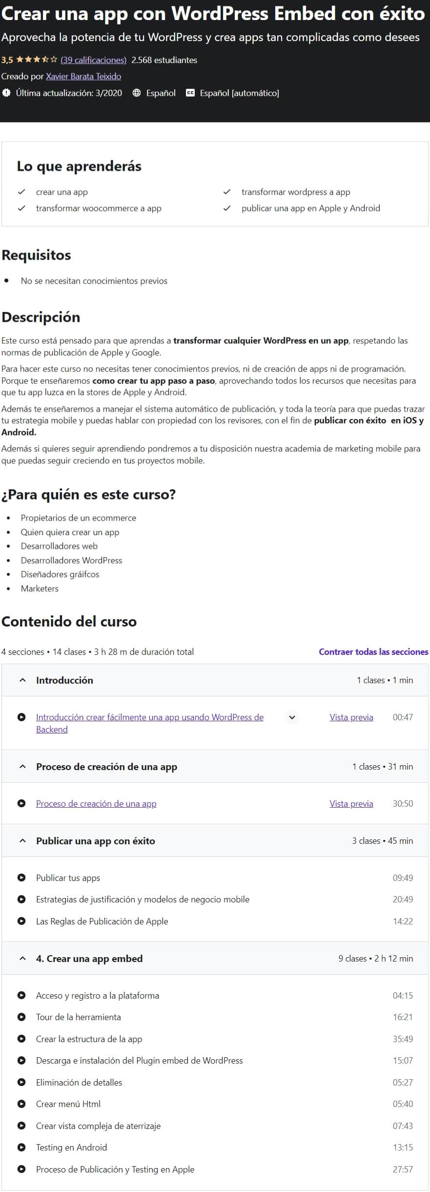 Crear una app con WordPress Embed con