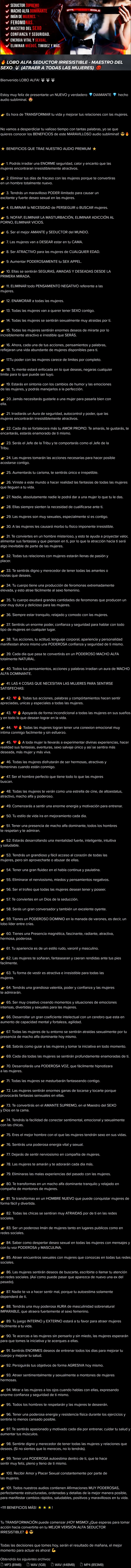 LOBO ALFA SEDUCTOR IRRESISTIBLE - Maestro del Sexo (Atraer a Todas las Mujeres) 2 LOBO ALFA SEDUCTOR IRRESISTIBLE Maestro del Sexo Atraer a Todas las Mujeres
