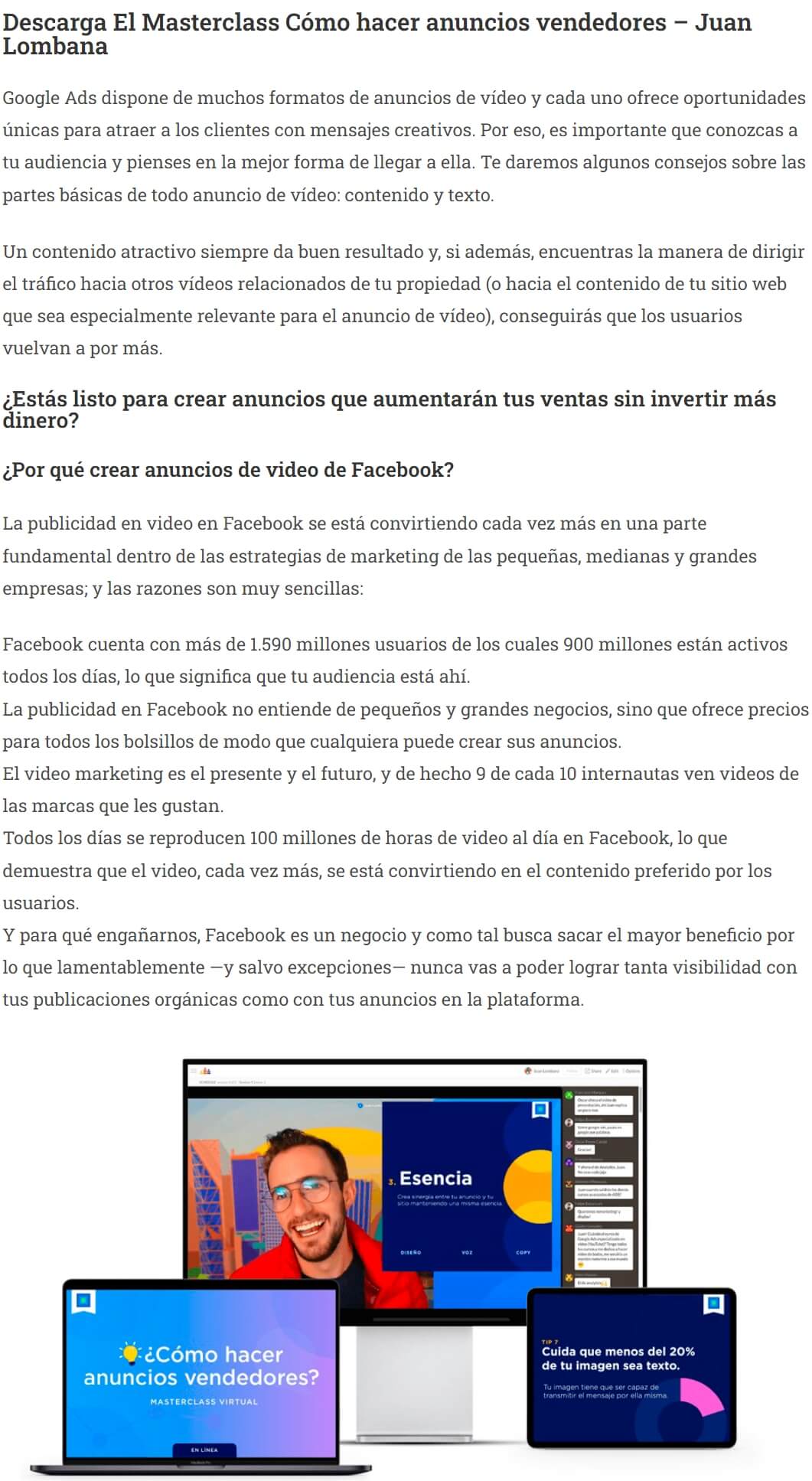 Masterclass Como Hacer Anuncios Vendedores