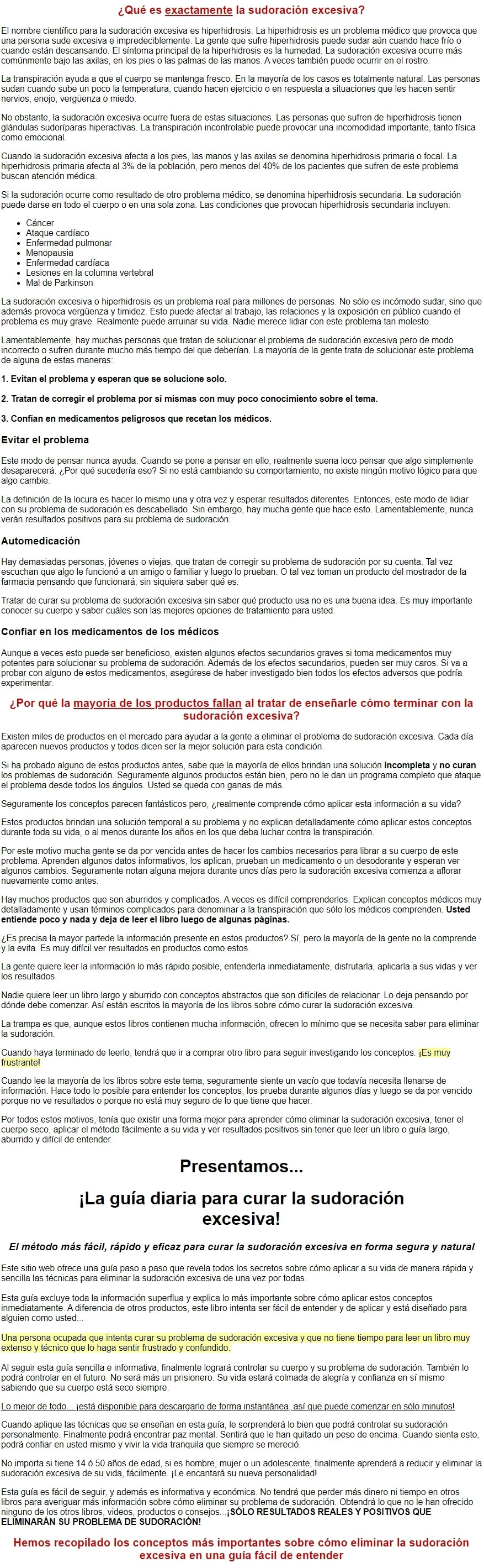 Guia Diaria Para Curar la Sudoracion Excesiva 2