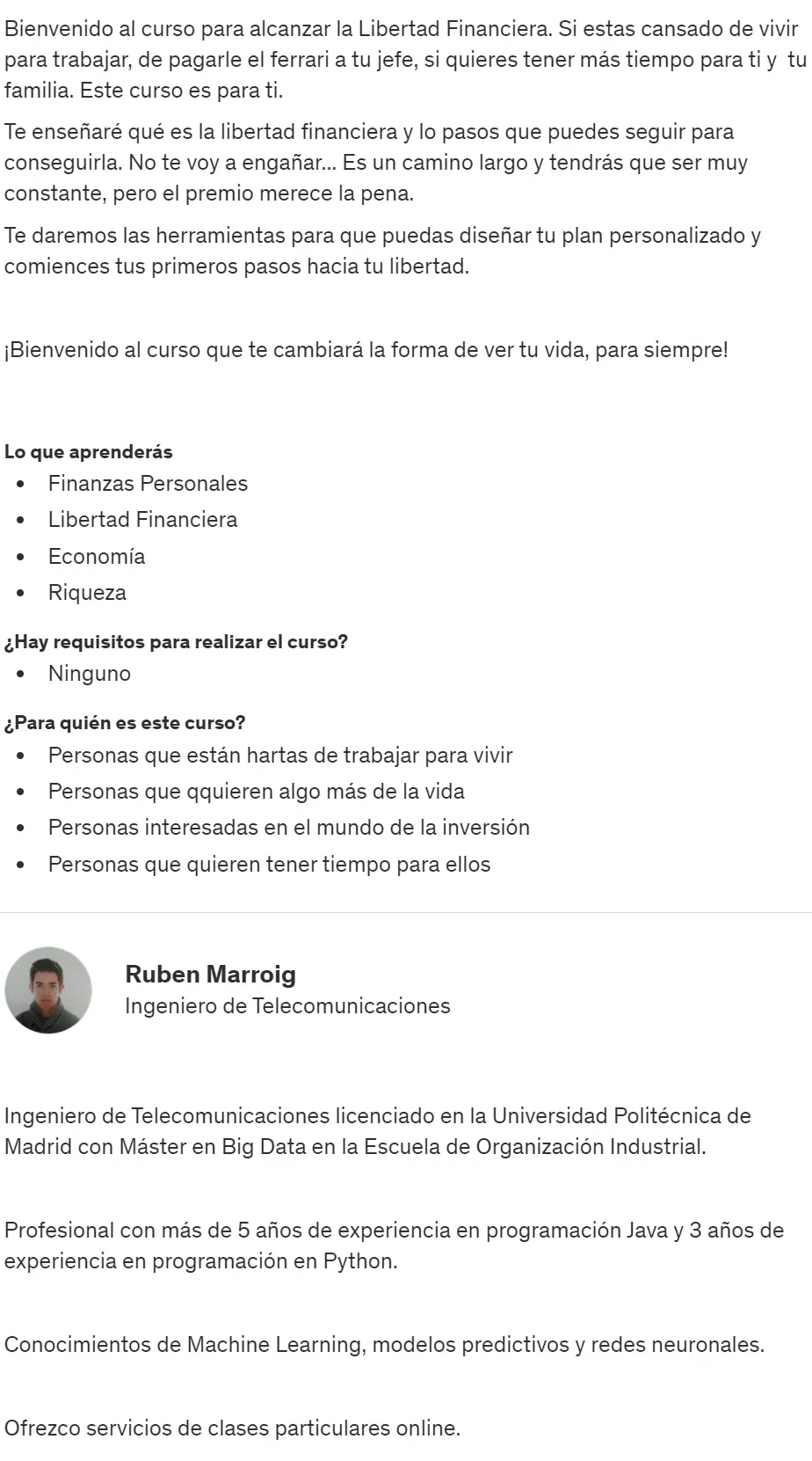 Curso para alcanzar la Libertad Financiera Ruben Marroig