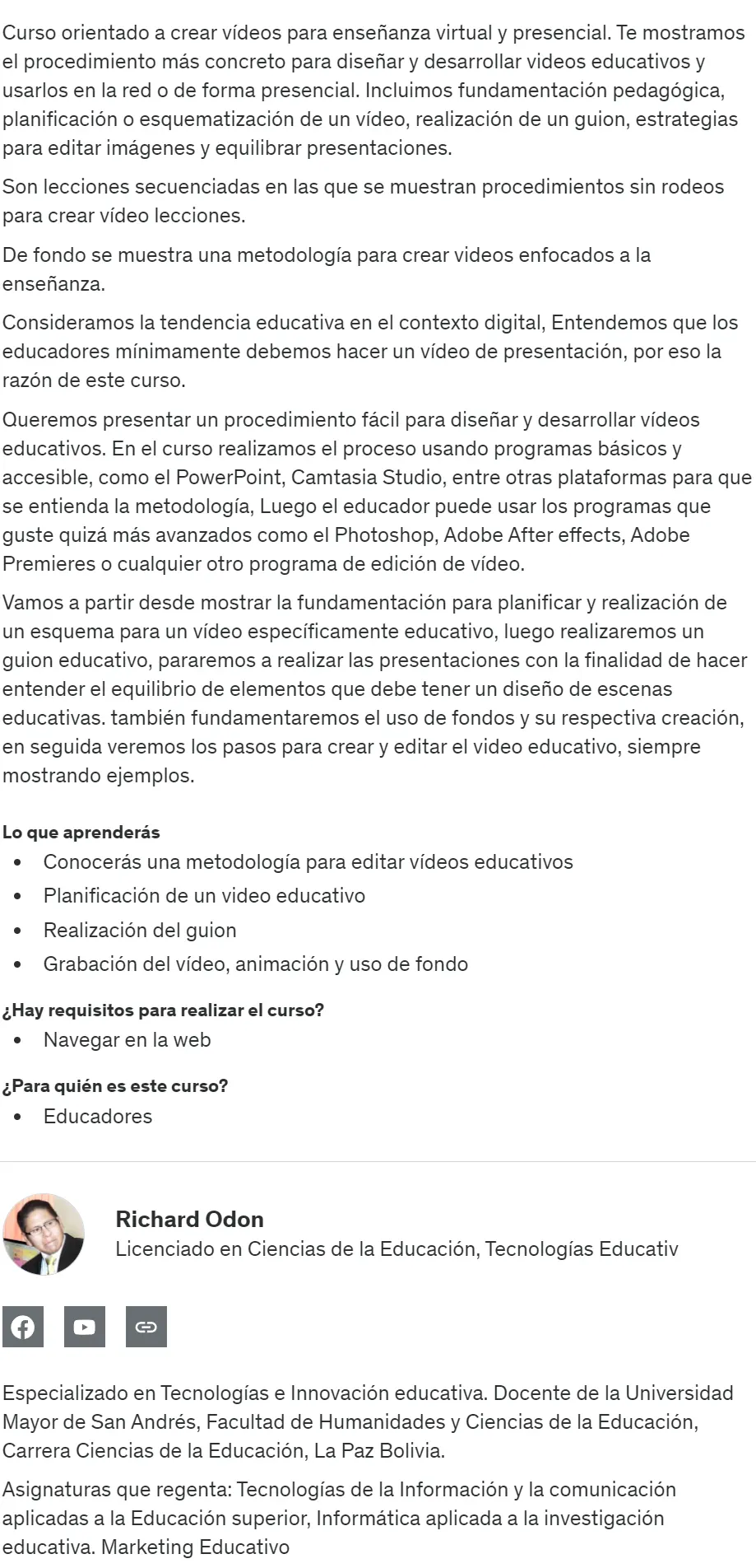 Diseno y desarrollo de Multimedia para Ensenanza Richard Odon z
