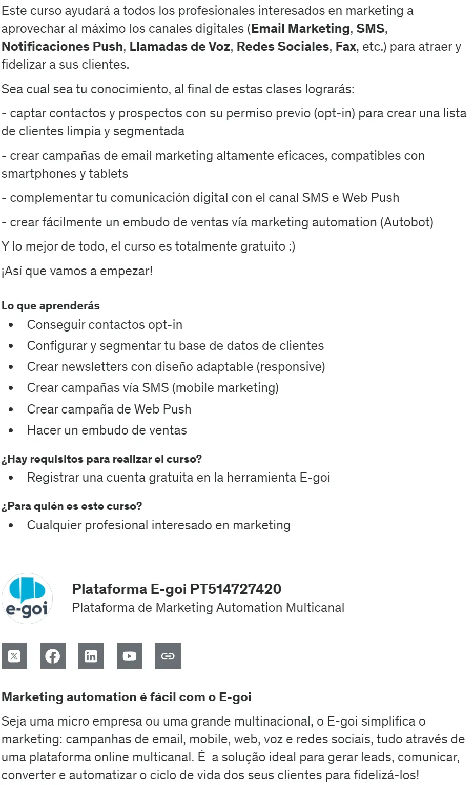 E goi El curso practico de marketing digital multicanal Plataforma E goi Z
