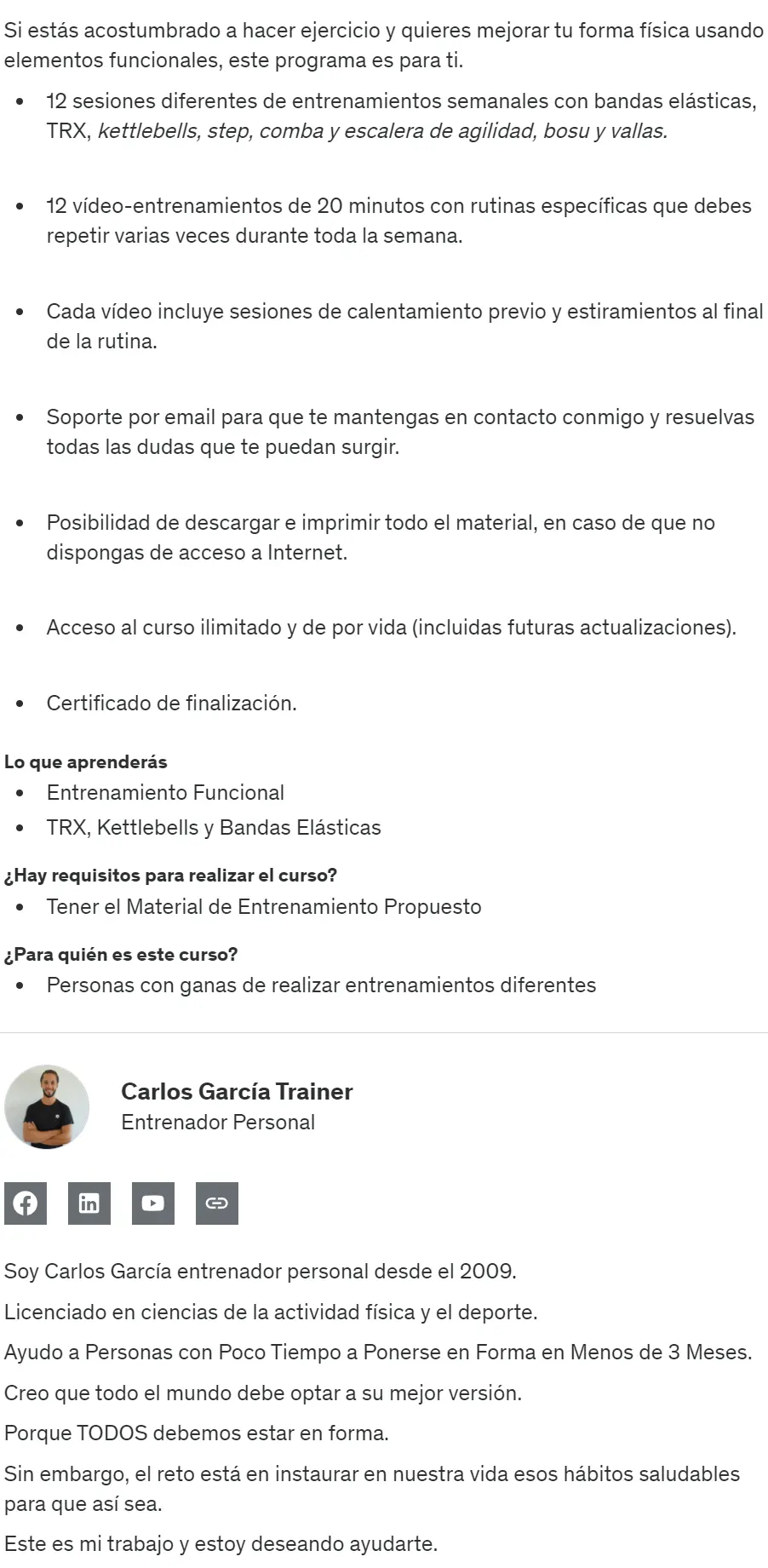 Entrenamiento Funcional. Fitness-Training-Workout 2 Entrenamiento Funcional. Fitness Training Workout Carlos Garcia Trainer z