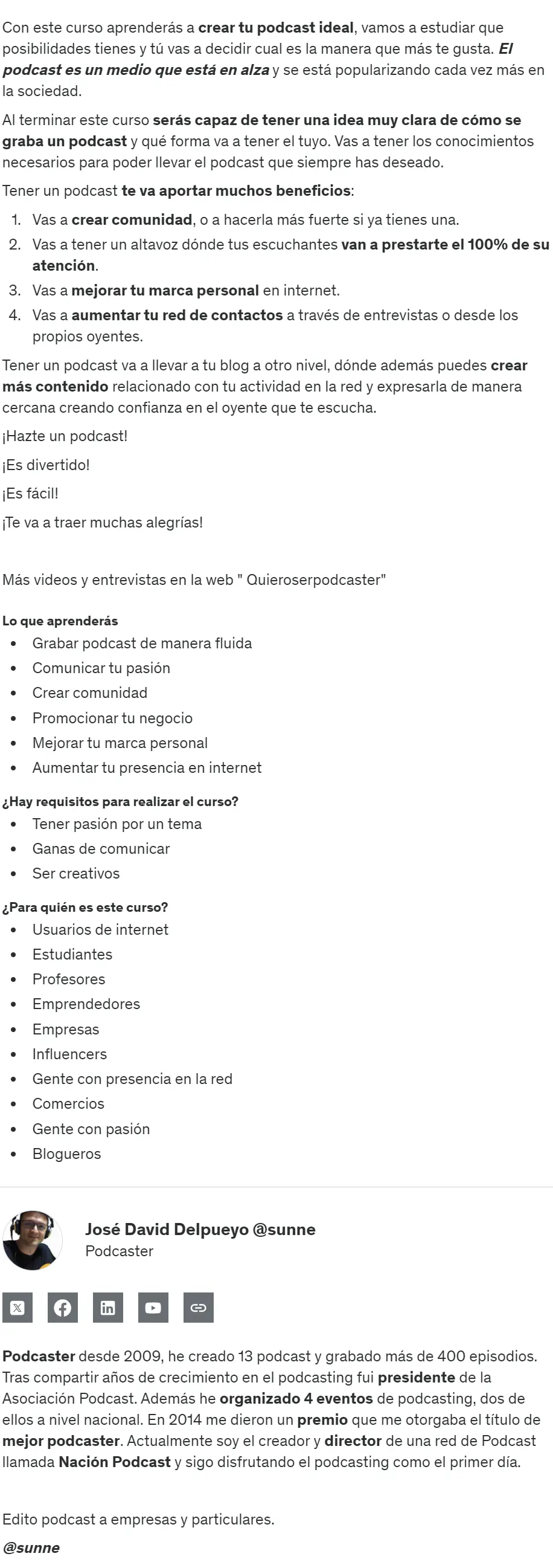 Escuela Podcaster curso de podcast facil y sencillo Jose Delpueyo z