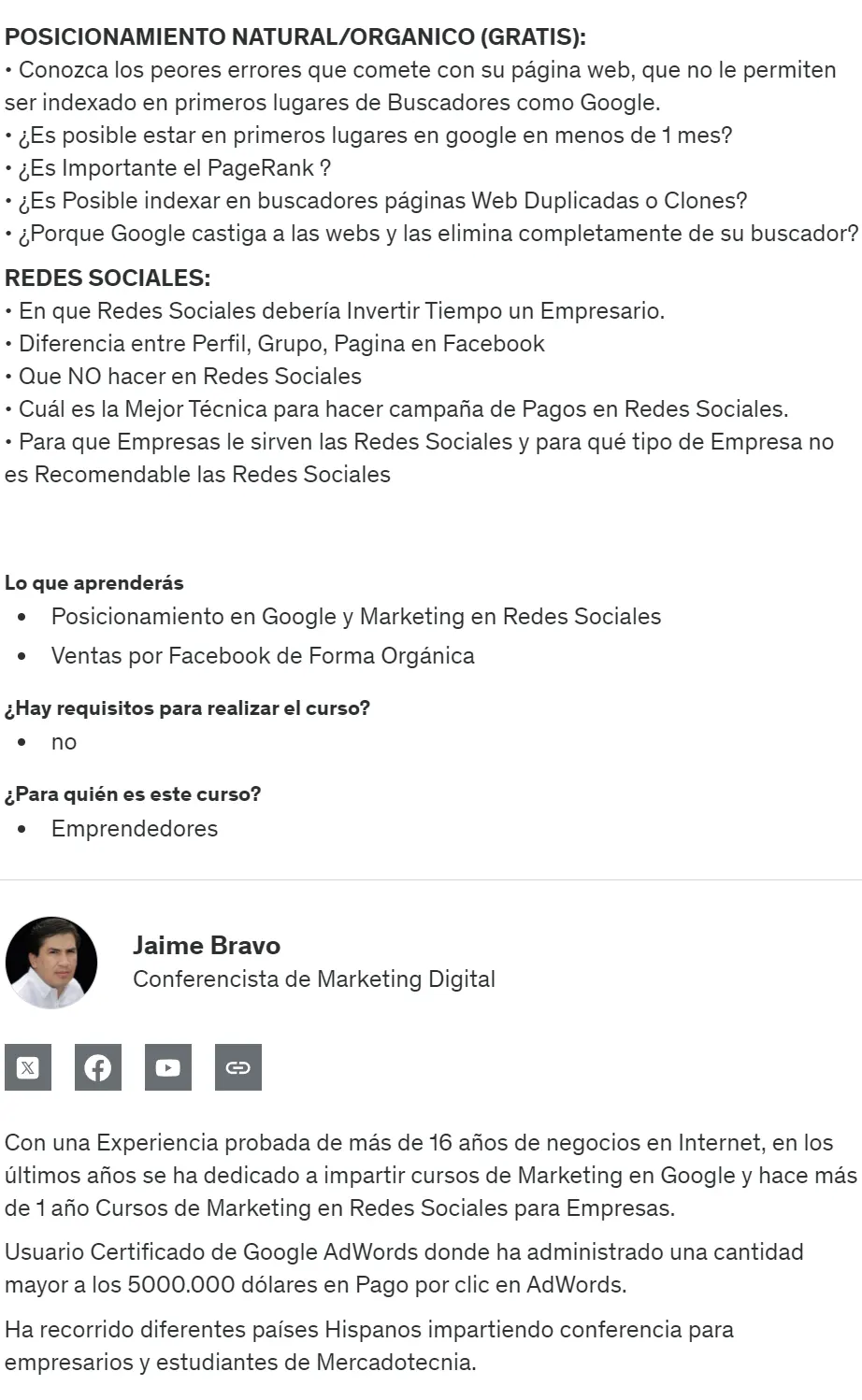 Google y Redes Sociales para Empresas 2 Google y Redes Sociales para Empresas Jaime Bravo z