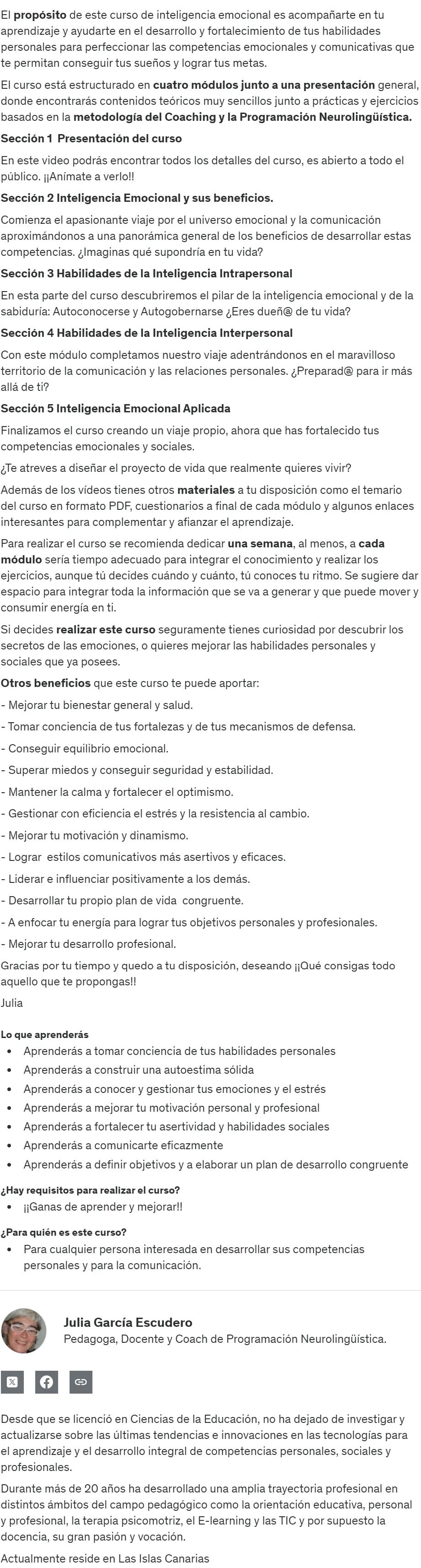 Inteligencia Emocional. El secreto del bienestar Julia Garcia z
