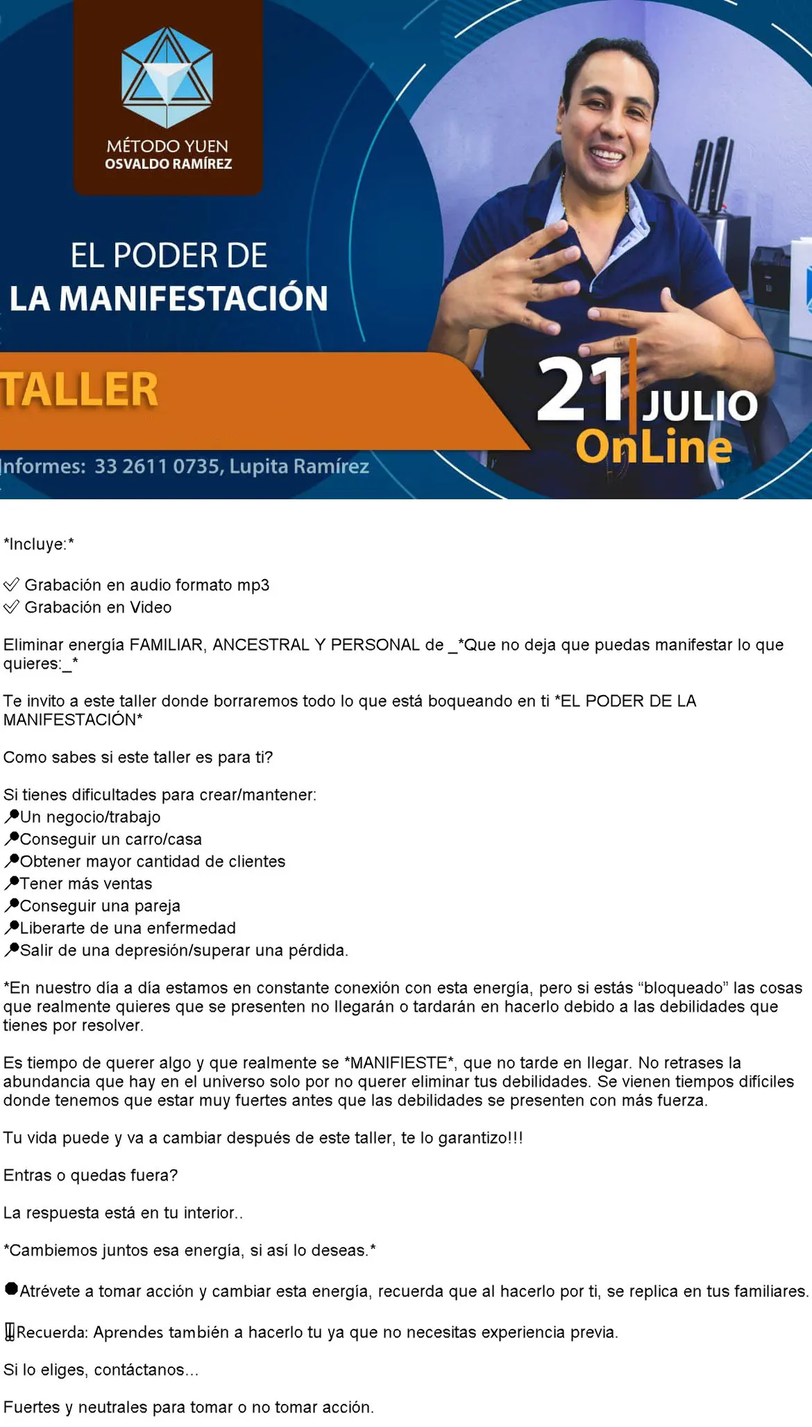 Metodo Yuen Guadalajara Taller el Poder de la Manifestacion Osvaldo Ramirez Z
