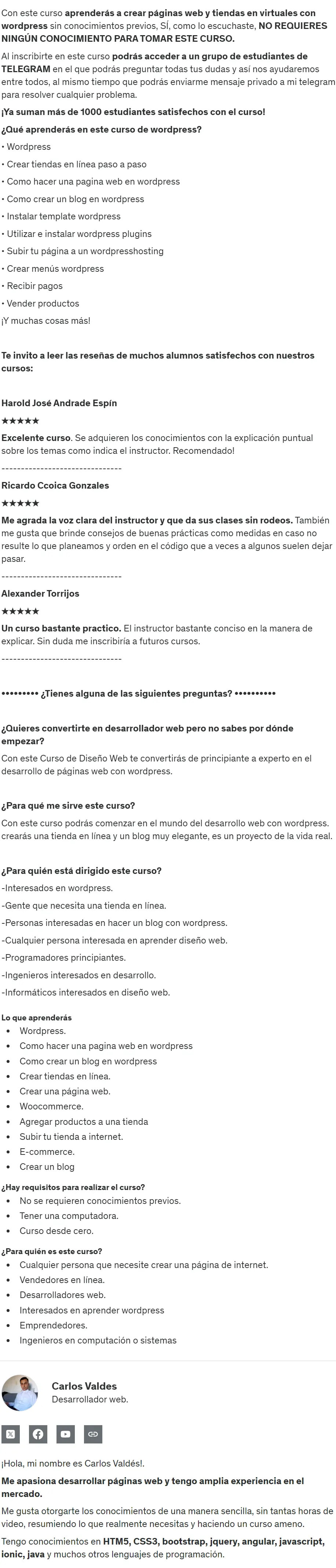 Tiendas online con Wordpress y Woocommerce de cero a experto 2 Tiendas online con Wordpress y Woocommerce de cero a experto Carlos Valdes z