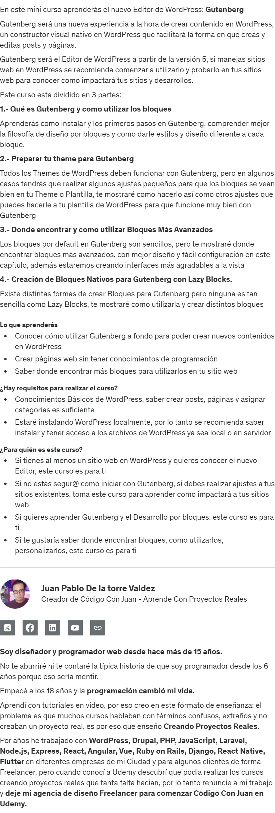 WordPress Introduccion Practica a Gutenberg el Nuevo Editor Juan Pablo De la torre Valdez z