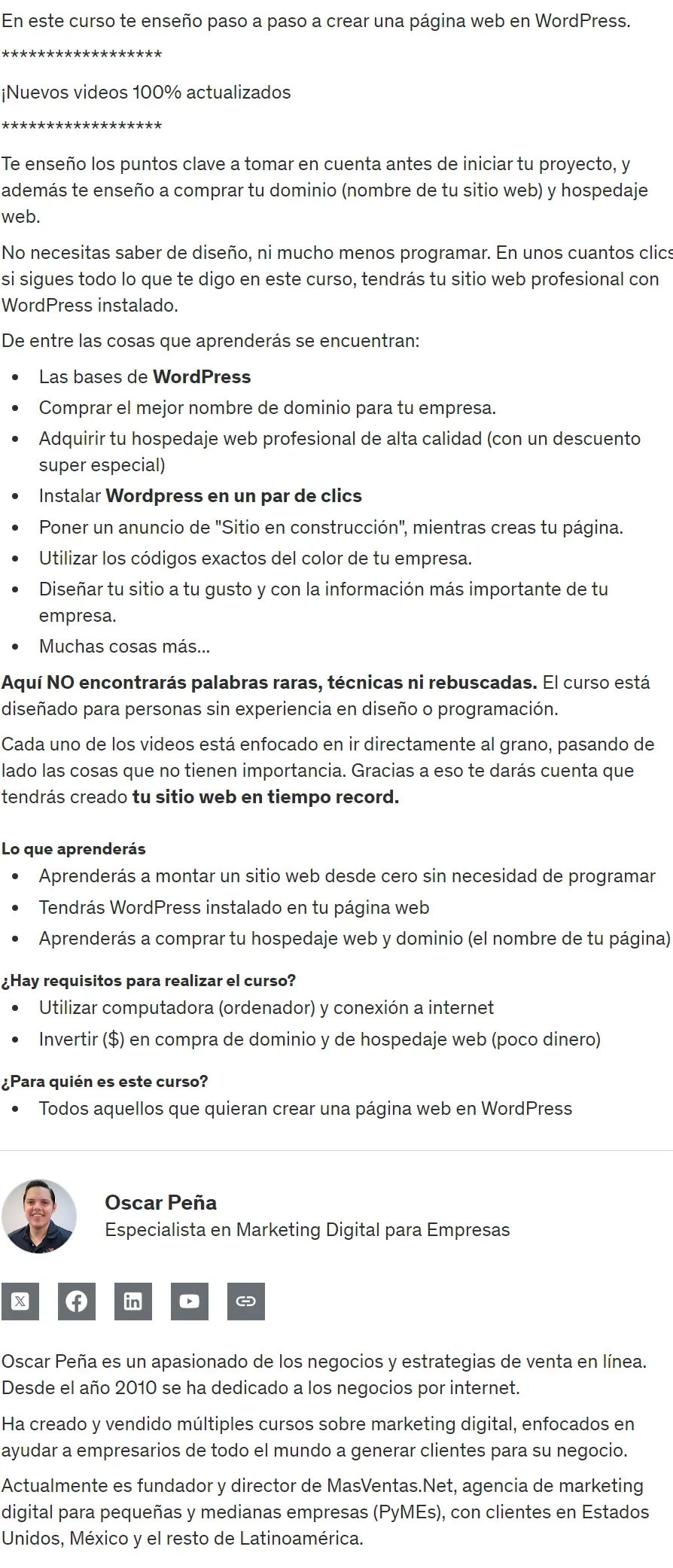 Wordpress: Crea una página web desde cero 2 Wordpress Crea una pagina web desde cero Oscar Pena z