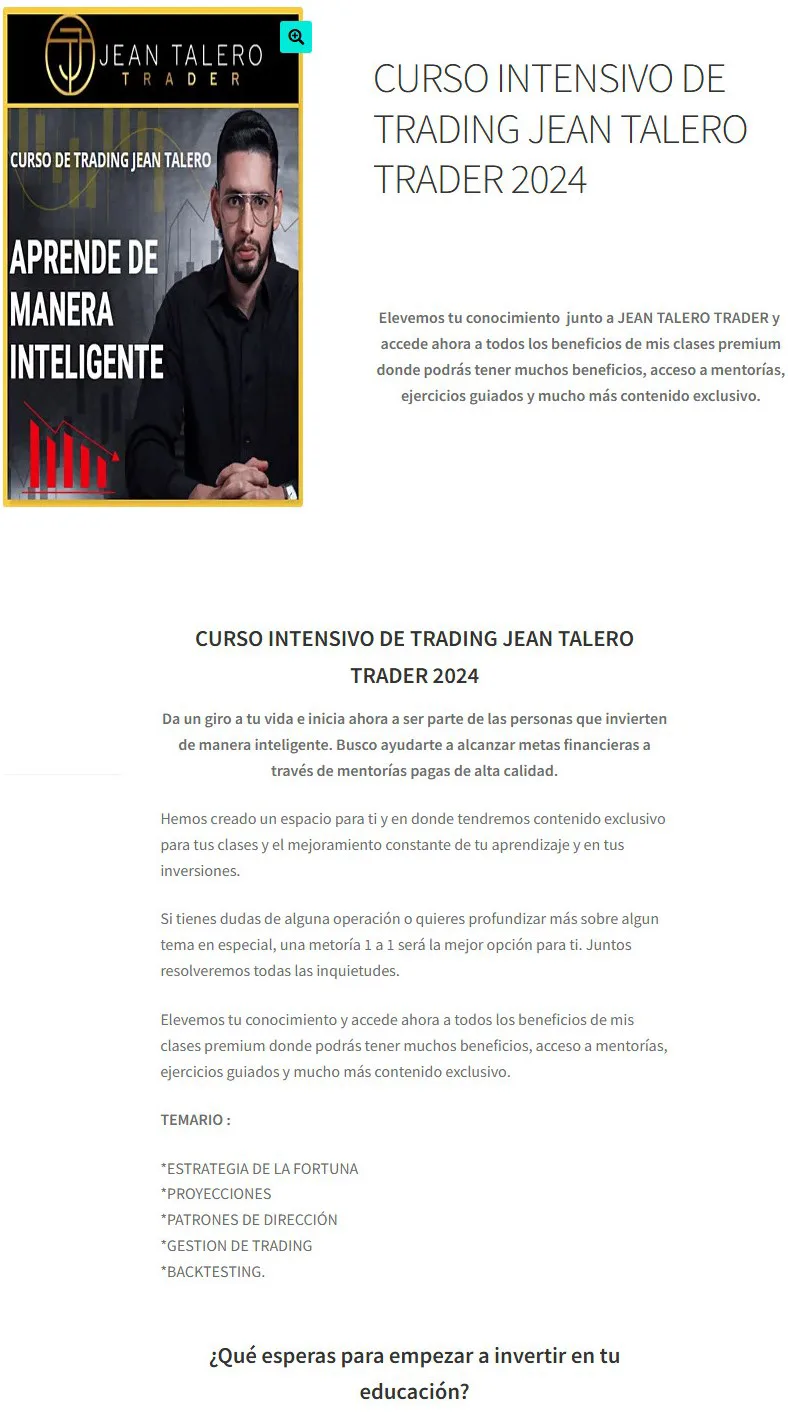 curso intensivo de trading jean talero trader