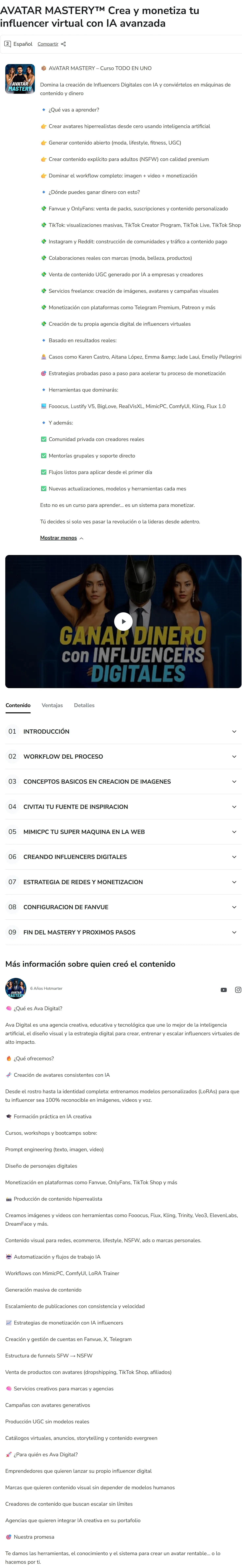 Avatar Mastery Crea y monetiza tu influencer virtual con IA avanzada Ava Digital z