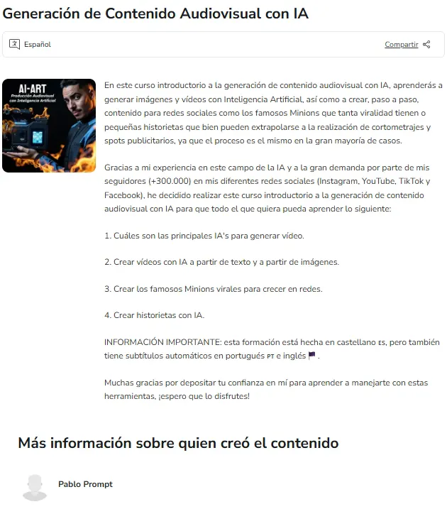 Generacion de Contenido Audiovisual con IA Pablo Prompt