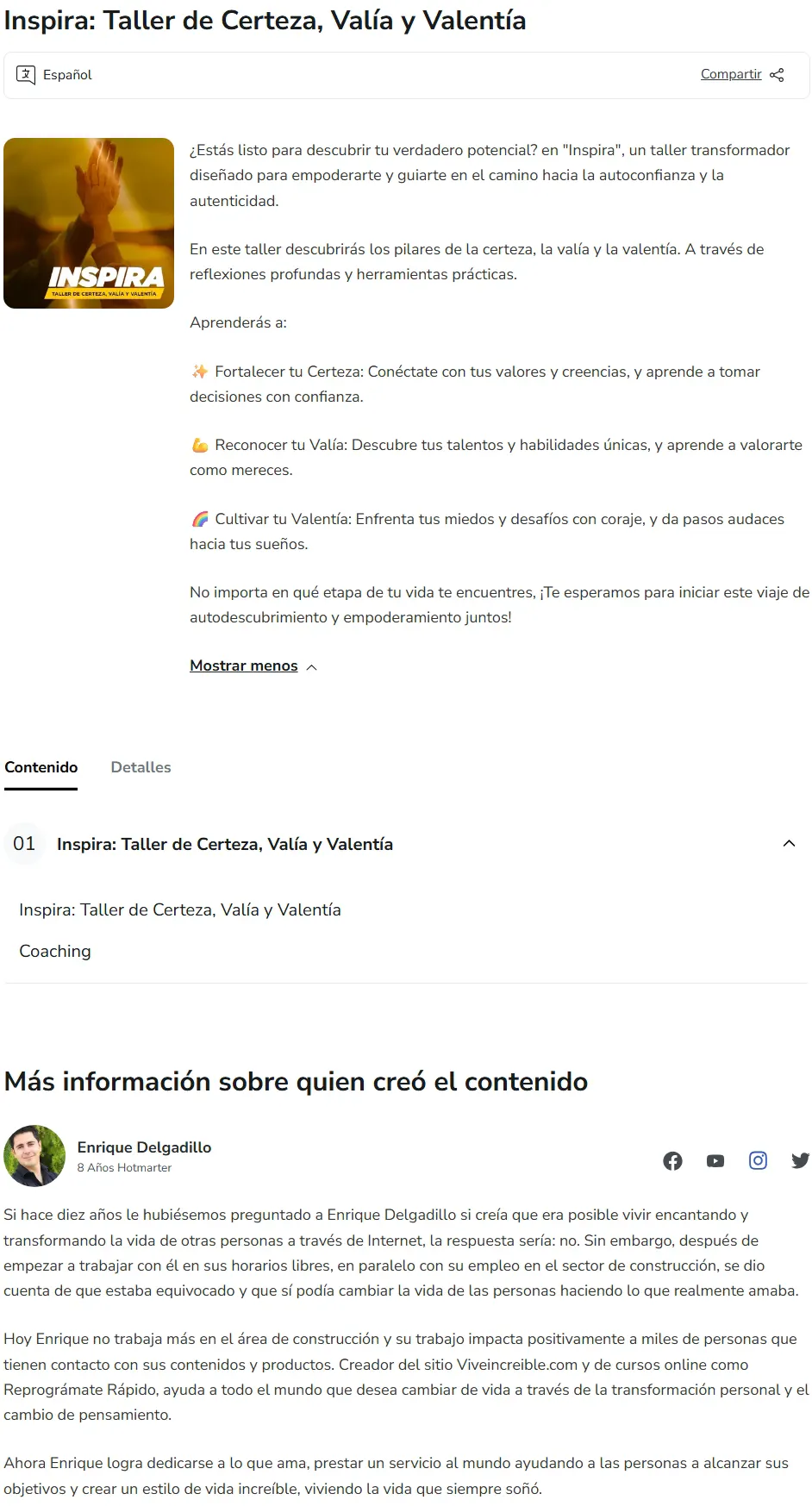 Inspira Taller de Certeza Valia y Valentia Enrique Delgadillo Z 1
