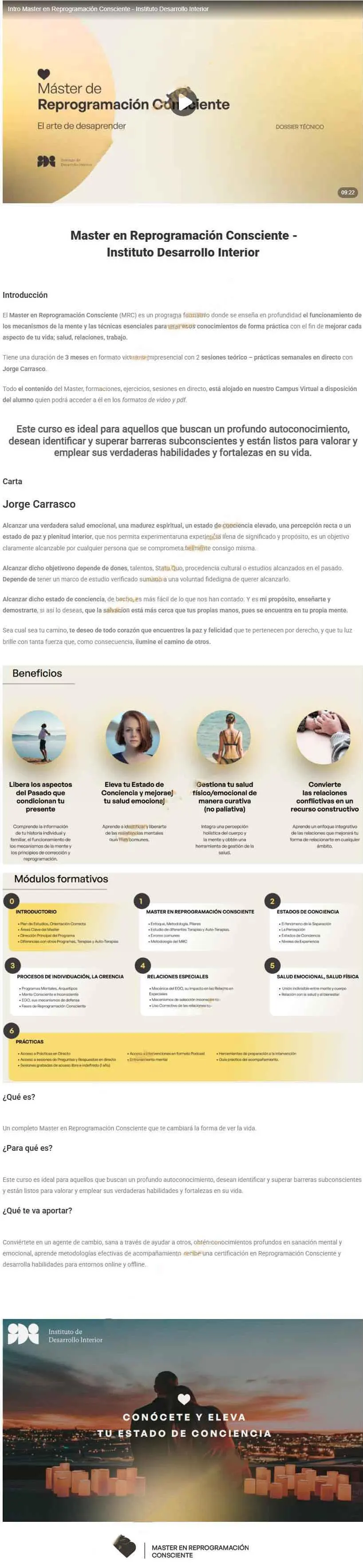Master en Reprogramacion Consciente Instituto de Desarrollo Interior