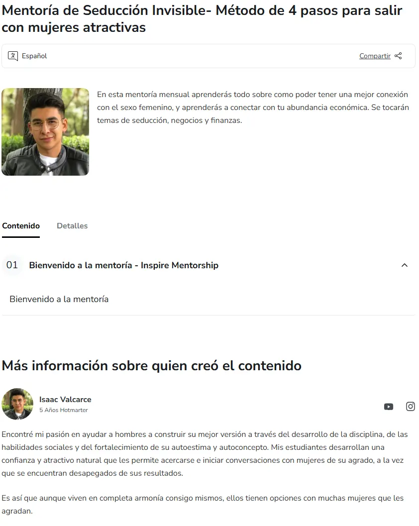 Mentoria de Seduccion Invisible Isaac Valcarce