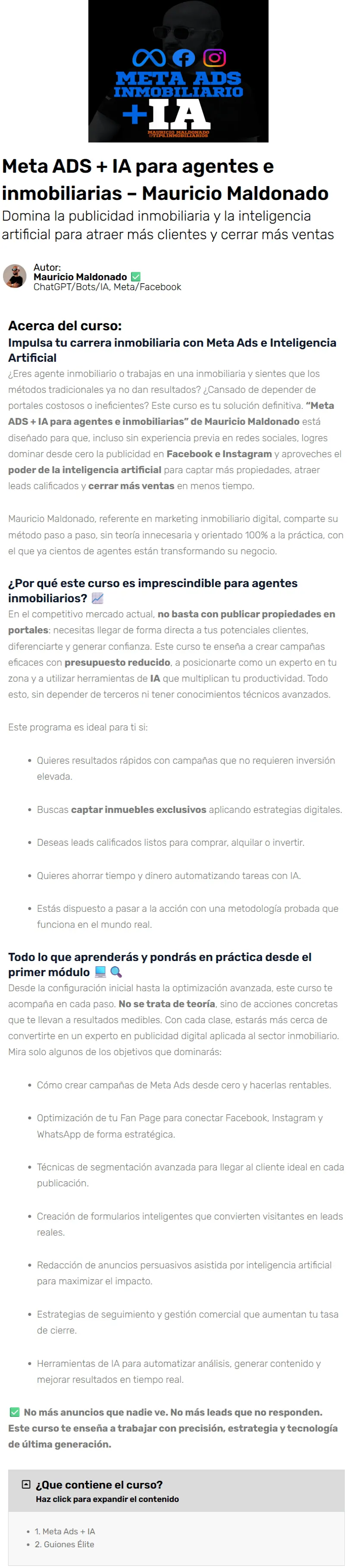 Meta ADS IA para agentes e inmobiliarias Mauricio Maldonado z