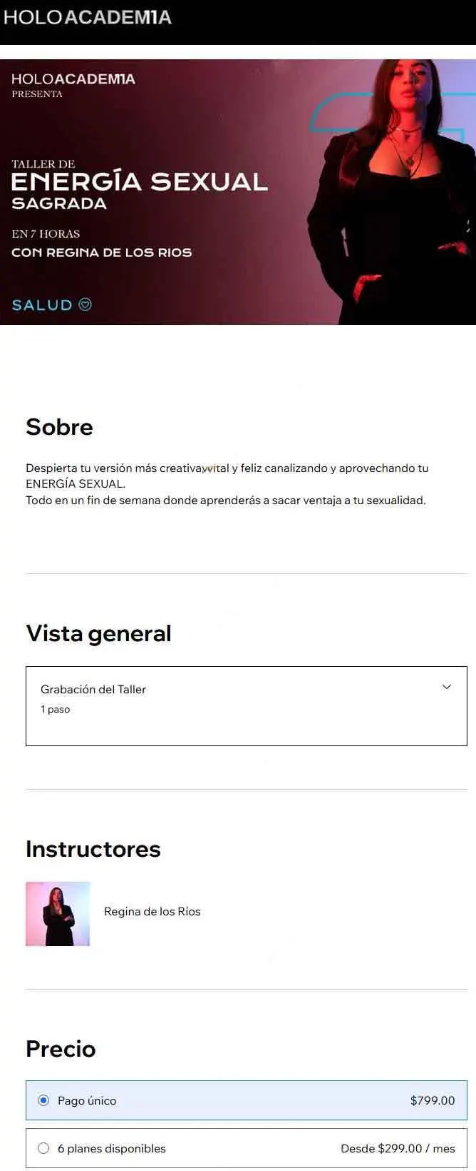 Taller Energia Sexual Sagrada Regina de los Rios Holoacademia